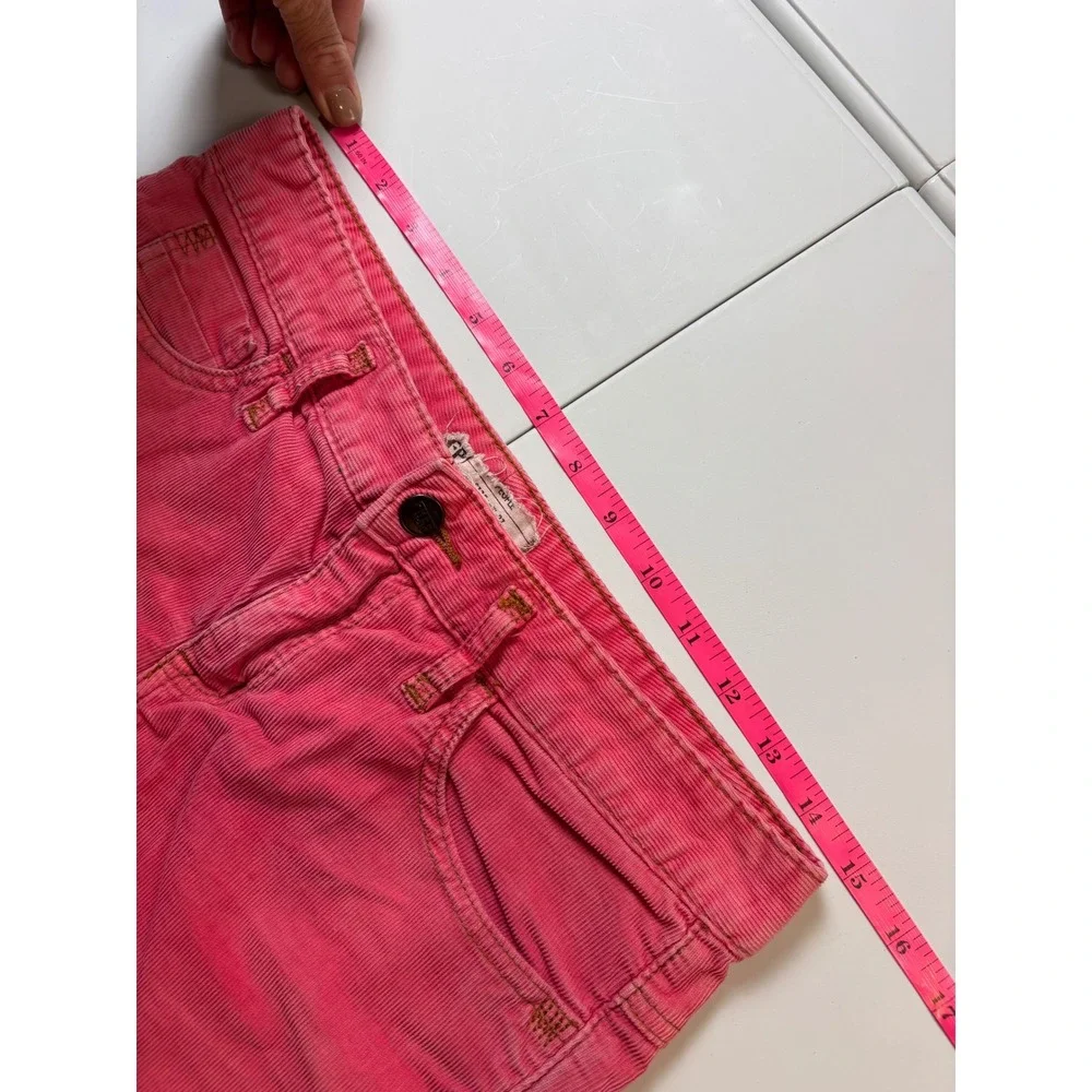 Free People Y2K Corduroy Shorts Women 27 Pink Raw Hem Cut Off Stretch Mini‎ Boho